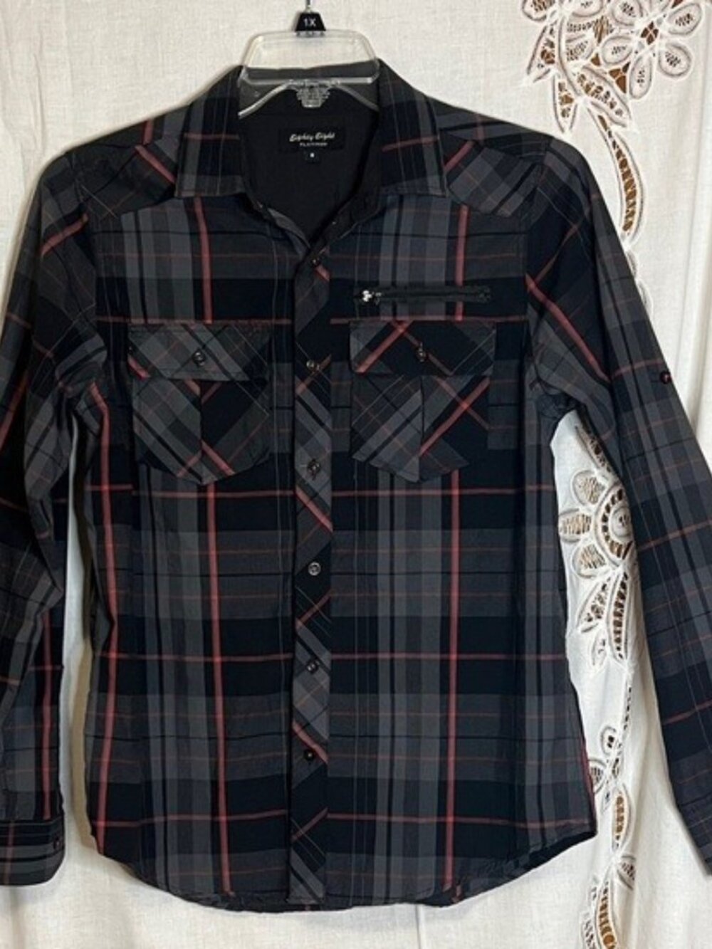 Vintage Black Red Plaid Button-Down XL URL: